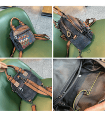 Canvas Convertible Boho Backpack Crossbody Bag Black Gray Canvas Convertible Boho Crossbody Handbags - Feltify