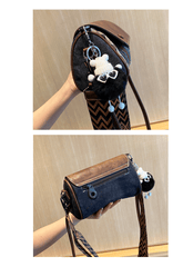 Denim Shoulder Bag Embroidery Jean Bag Bohemian Style Black Gray Denim Small Crossbody Bag - Feltify
