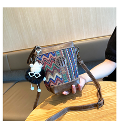 Embroidery Canvas Small Boho Crossbody Bag Boho Canvas Small Bucket Shoulder Bag - Feltify