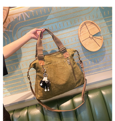 Canvas Large Shoulder Bag Canvas Handbag Green Canvas Crossbody Bag - Feltify