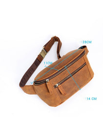 Brown Vintage Large Leather Waist Bag Mens - iwalletsmen