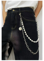 Beaded Wallet Chain Black Turquoise Stone Wallet Chain Double Wallet Chain - iChainWallets