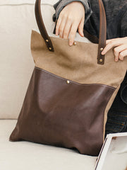 soft tabby canvas & leather shoulder bag​