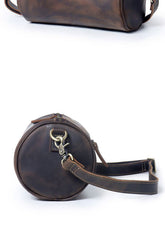 Leather Cylinder Shoulder Bag Mens Barrel Crossbody Bag Leather Barrel Bags for Men - iwalletsmen