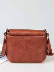 Vintage Brown Womens Shoulder Leather bag leather Square crossbody bag for women