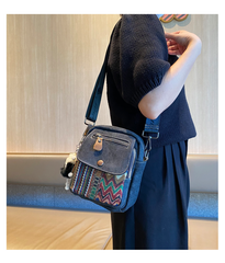 Canvas Embroidery Boho Crossbody Bag Womens Boho Sling Bag Canvas Crossbody Backpack - Feltify
