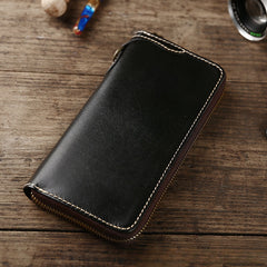 mens chained wallets​ Leather Biker Wallet Leather Biker Chain Wallet Mens Vintage Biker Long Zip Wallet for Men