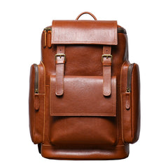 Brown  Mens Large Leather Backpack - iwalletsmen