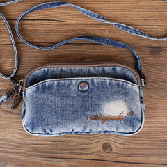 Denim Wristlet Bag Denim Small Phone Bag Blue Small Jean Shoulder Bag Jean Mini Crossbody Bag - Feltify