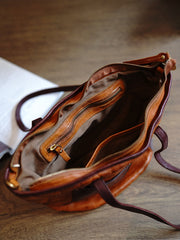 Vintage Brown Leather Stitching Style Shoulder Tote Women Tote Handbag for Women