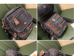 Boho Canvas Sling Bag Crossbody Bag Crossbody Backpack Canvas Boho Embroidery Shoulder Bag - Feltify