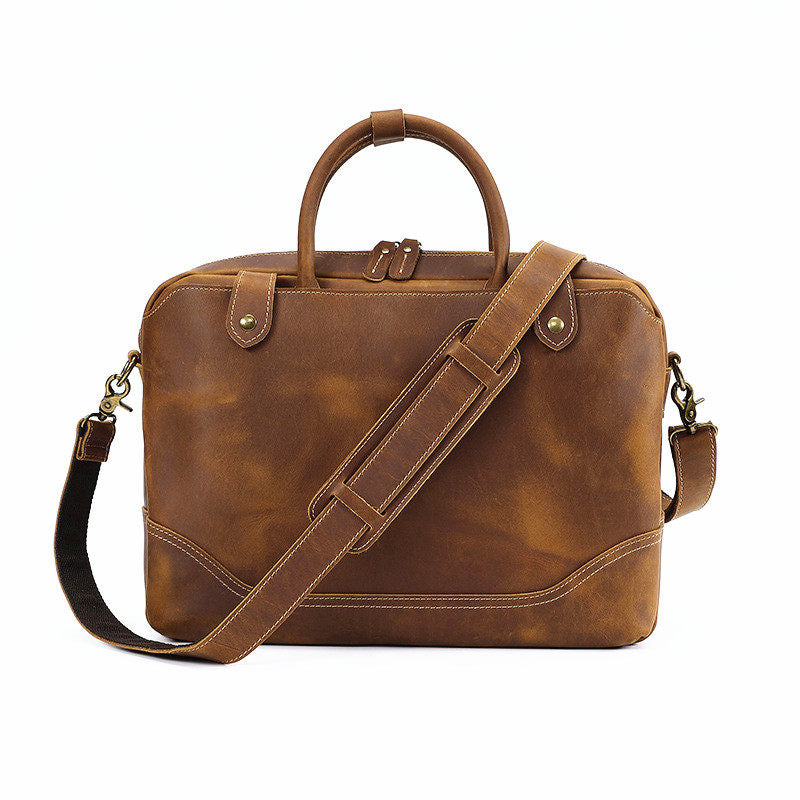 Brown Briefcase 15 inch Laptop Shoulder Bag - iwalletsmen