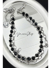 Beaded Wallet Chain Womens White Stone Wallet Chain Double Wallet Chain - iChainWallets