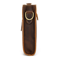 Brown Leather Wristlet with Shoulder Strap for Men