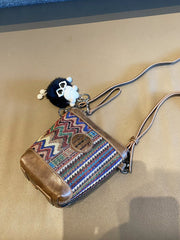Embroidery Canvas Small Boho Crossbody Bag Boho Canvas Small Bucket Shoulder Bag - Feltify