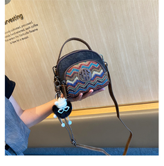 Embroidery Canvas Small Boho Crossbody Bag Boho Canvas Small Round Handbag Shoulder Bag - Feltify