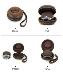 Genuine Leather Watch Case Leather Travel Watch Case for Men Leather Watch Travel Case - iwalletsmen