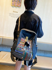 Boho Embroidery Large Canvas Backpack Bohemian Embroidery Canvas Backpack - Feltify
