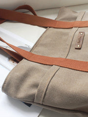 canvas tote bag women​ Women Khaki Canvas Shopper Tote Bags Two Tone Canvas Tote Bags 