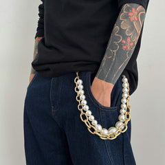 Big Pearl Wallet Chain Large Double Wallet Chain - iChainWallets