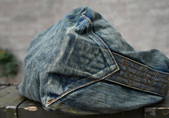 Blue Denim Tote Handbag Denim Tote Bag Distressed Denim Tote Shoulder Bag - Feltify