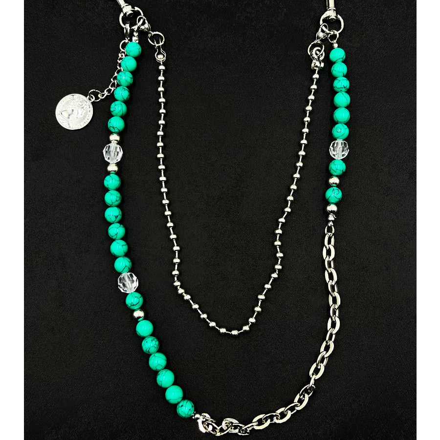 Green Turquoise Stone Ball Wallet Chain Double Wallet Chain - iChainWallets