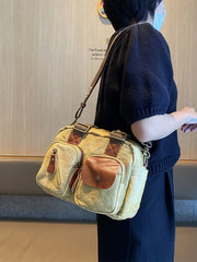 Green Canvas Women's Handbags Canvas Leather Handbags Shoulder Bag Crossbody Bag - Feltify