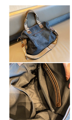 Boho Style Handbag Black Gray Canvas Boho Crossbody Bag Canvas Embroidery Shoulder Bag - Feltify