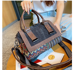 Boho Handbag Boho Crossbody Bag Black Gray Canvas Ladies Handbags Canvas Boho Shoulder Bag - Feltify