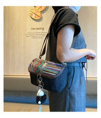 Embroidery Canvas Small Shoulder Bag Boho Waist Bag Boho Crossbody Bag - Feltify