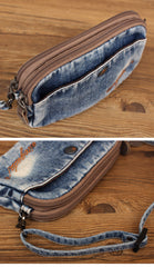 Denim Wristlet Bag Denim Small Phone Bag Blue Small Jean Shoulder Bag Jean Mini Crossbody Bag - Feltify