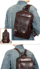 Sling Bag for Big Man - Leather Large Sling Backpack - Large Leather Sling Bag for Big Guys
