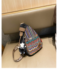 Womens Boho Sling Bag Canvas Embroidery Sling Backpack Canvas Crossbody Backpack - Feltify