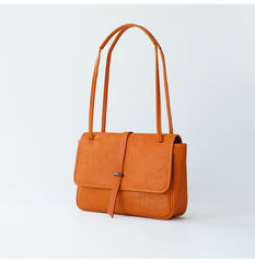 Womens Coffee Leather Shoulder Purse Vintage Flip Commuting Bag for Ladies