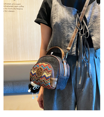 Embroidery Canvas Small Boho Crossbody Bag Boho Canvas Small Round Handbag Shoulder Bag - Feltify