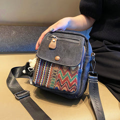 Canvas Embroidery Boho Crossbody Bag Womens Boho Sling Bag Canvas Crossbody Backpack - Feltify
