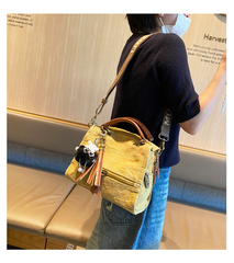 Dark Green Convertible Canvas Handbag Crossbody Bag With Outside Pockets Canvas Convertible Backpack Shoulder Bag - Feltify