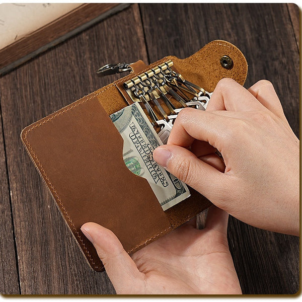 Leather Key Wallet with Belt Clip for Men