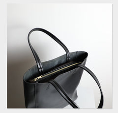 Womens Black Leather Vertical Tote Purse Womens Tote Shopper Shoulder Bag for Ladies