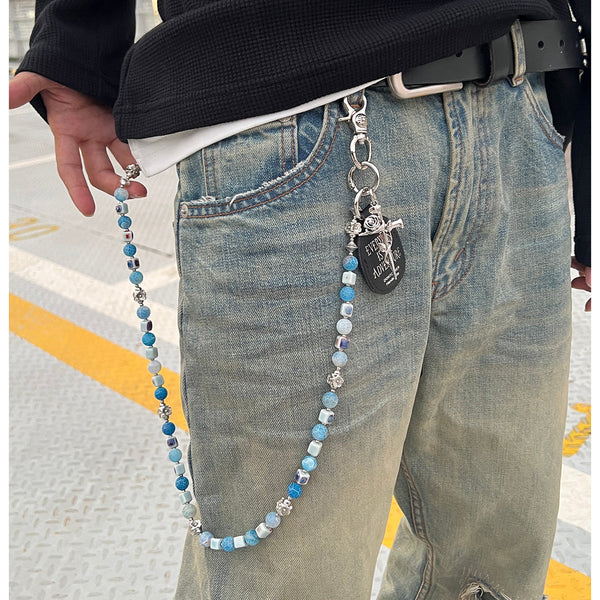Blue Ball Pants Chain Ball Wallet Chain - Back View