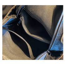 Black Gray Embroidery Canvas Backpack Boho Style Backpack Vintage Convertible Boho Crossbody Bag - Feltify