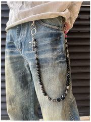 Black Turquoise Stone Bead Wallet Chain Beaded Wallet Chain - iChainWallets