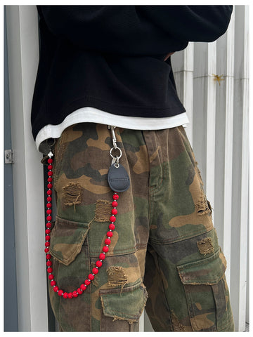 Purple Beaded Wallet Chain Beaded Pants Chain Lavastone Bead Wallet Chain