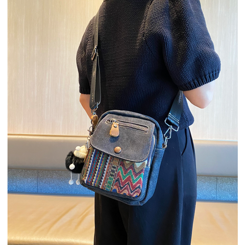 Canvas Embroidery Boho Crossbody Bag Womens Boho Sling Bag Canvas Crossbody Backpack - Feltify
