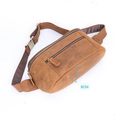Brown  Vintage Large Leather Waist Bag Mens - iwalletsmen