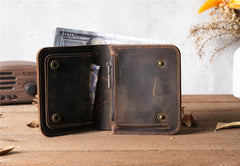 Mens Bifold Wallet With Snap Closure 