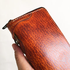 on chain wallet​ Leather Biker Wallet Leather Biker Chain Wallet Mens Vintage Biker Long Zip Wallet for Men