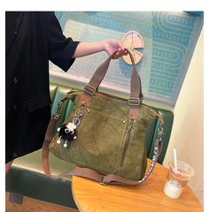 Canvas Large Shoulder Bag Canvas Handbag Green Canvas Crossbody Bag - Feltify