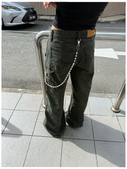 White Ball Wallet Chain Turquoise Stone Beaded Wallet Chain Bead Wallet Chain - iChainWallets