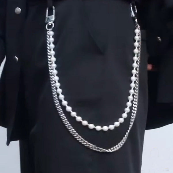 Pearl Wallet Chain Womens Ball Wallet Chain - Back View